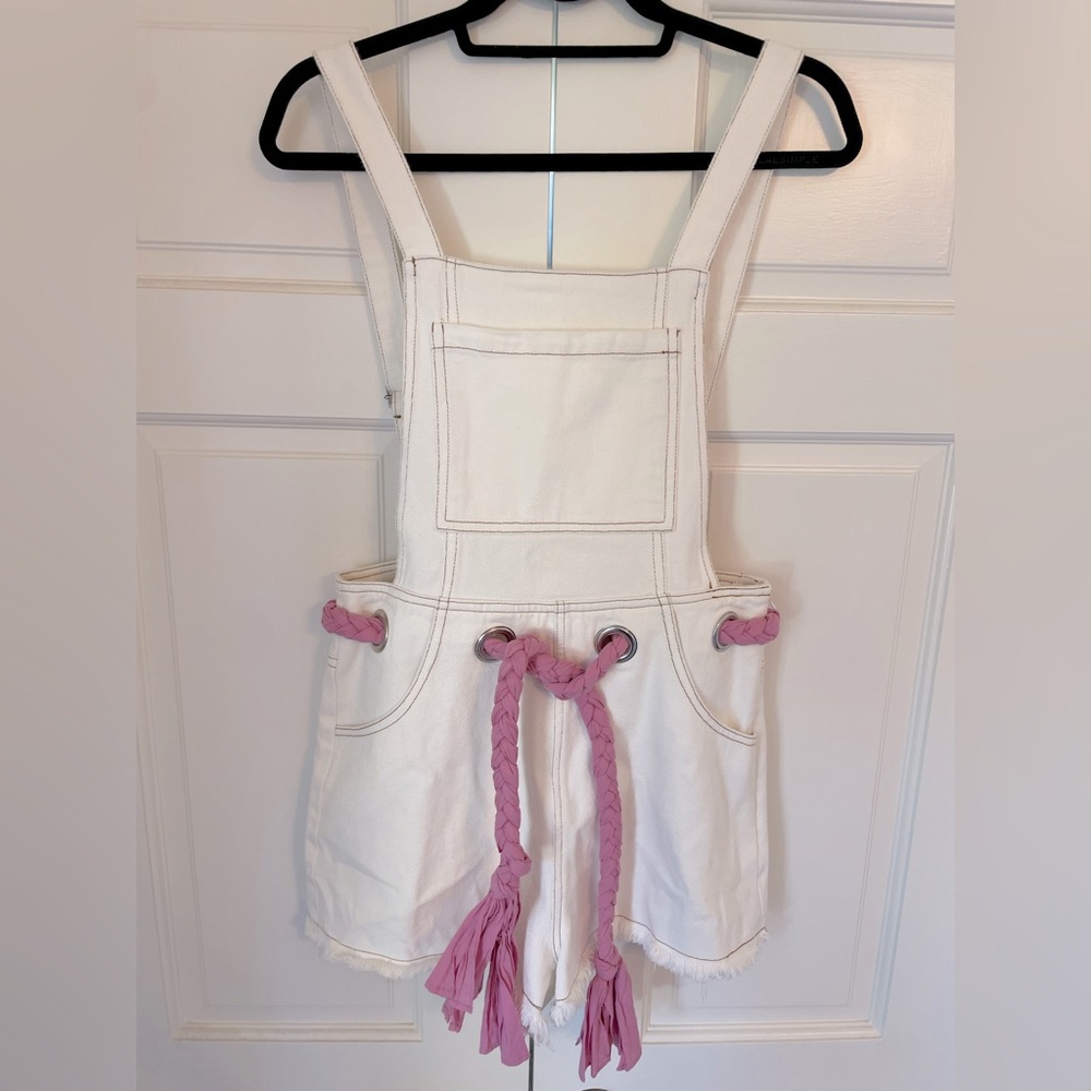 Le Lis Tie Waist Overall Shorts with Interchangeable Belt